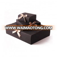 Custom Printed Black Card / Kraft Paper Box Packaging Box With Silk Ribbon