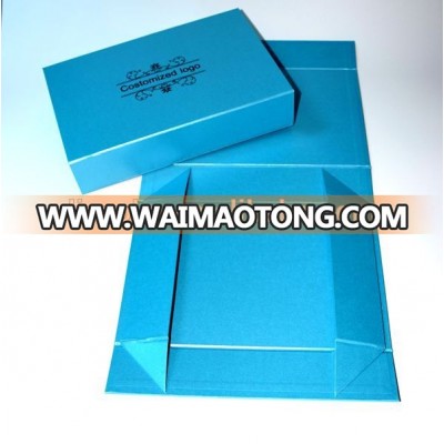 High end blue folding board cardboard storage box with magnets