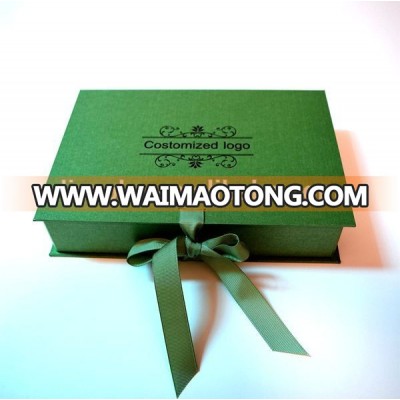 custom cardboard book shape gift box with ribbon bow